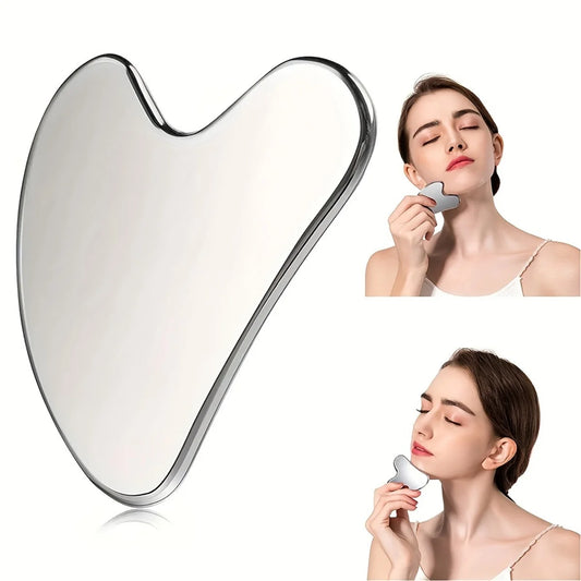 1pices Gua Sha Board Beauty Skin Care Facial Tool Stainless Steel GuaSha Massage Tool Natural Universal Facial Silver Metal
